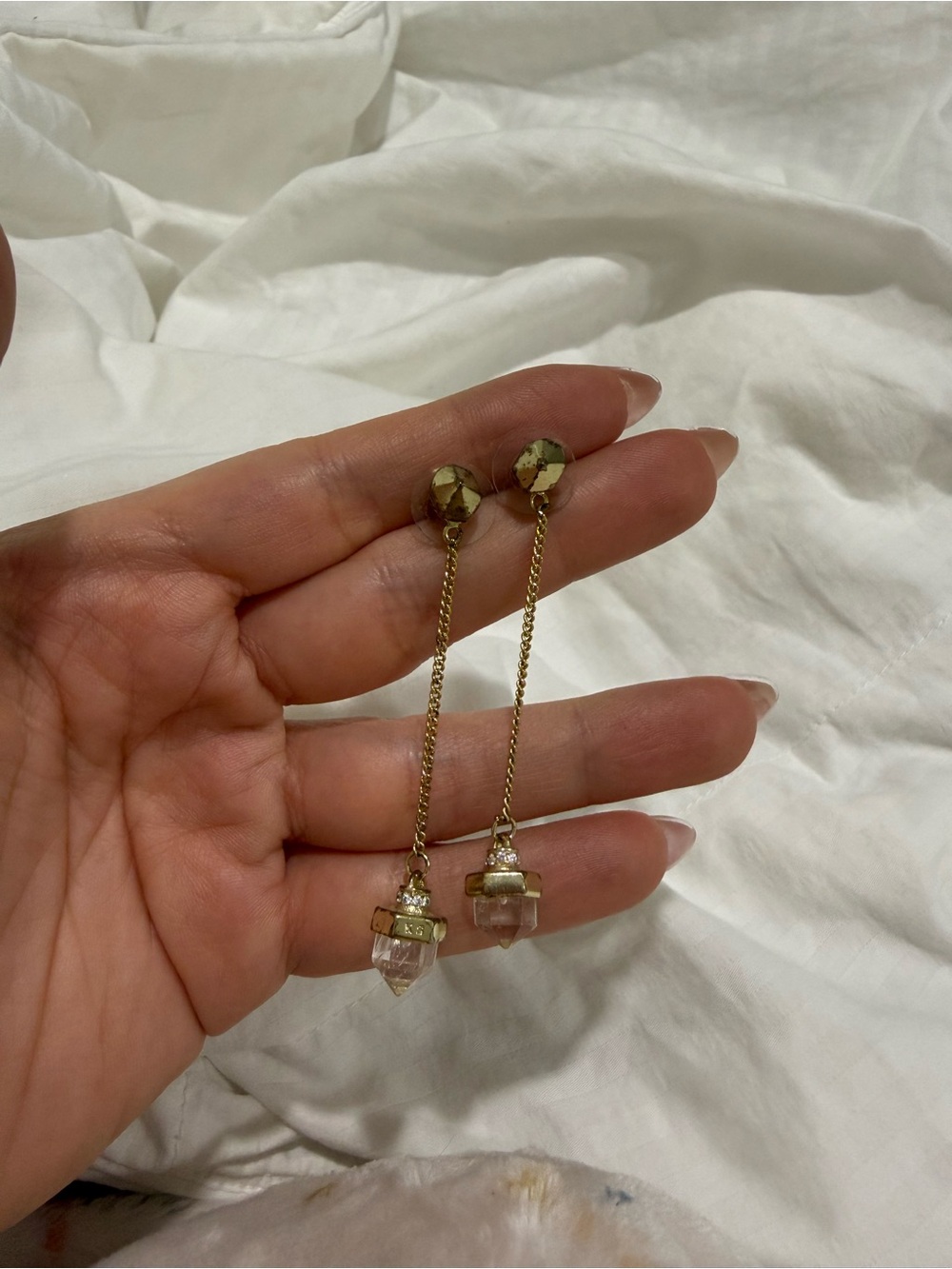 KENDRA SCOTT Gold Drop Earrings with Clear Crystal Accents